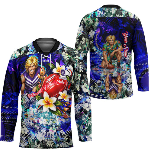 Personalized Fremantle Football Dockers Hockey Jersey Tropical Hibiscus Flowers - Pacific Fusion Style