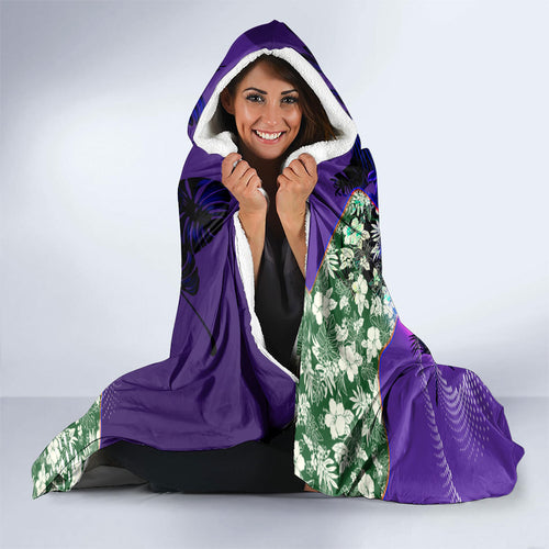 Personalized Fremantle Football Dockers Hooded Blanket Tropical Hibiscus Flowers - Pacific Fusion Style