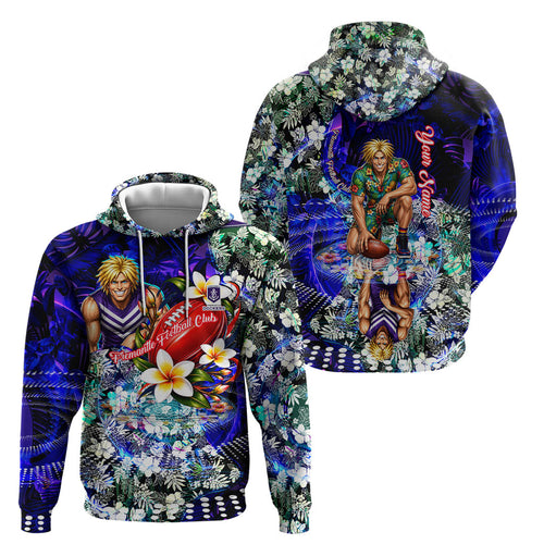 Personalized Fremantle Football Dockers Hoodie Tropical Hibiscus Flowers - Pacific Fusion Style