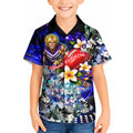 Personalized Fremantle Football Dockers Kid Hawaiian Shirt Tropical Hibiscus Flowers - Pacific Fusion Style