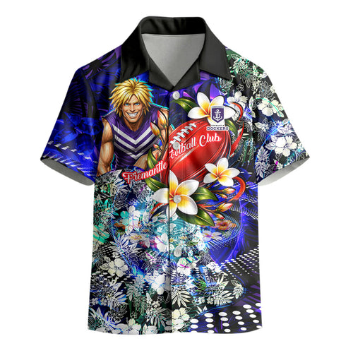 Personalized Fremantle Football Dockers Kid Hawaiian Shirt Tropical Hibiscus Flowers - Pacific Fusion Style