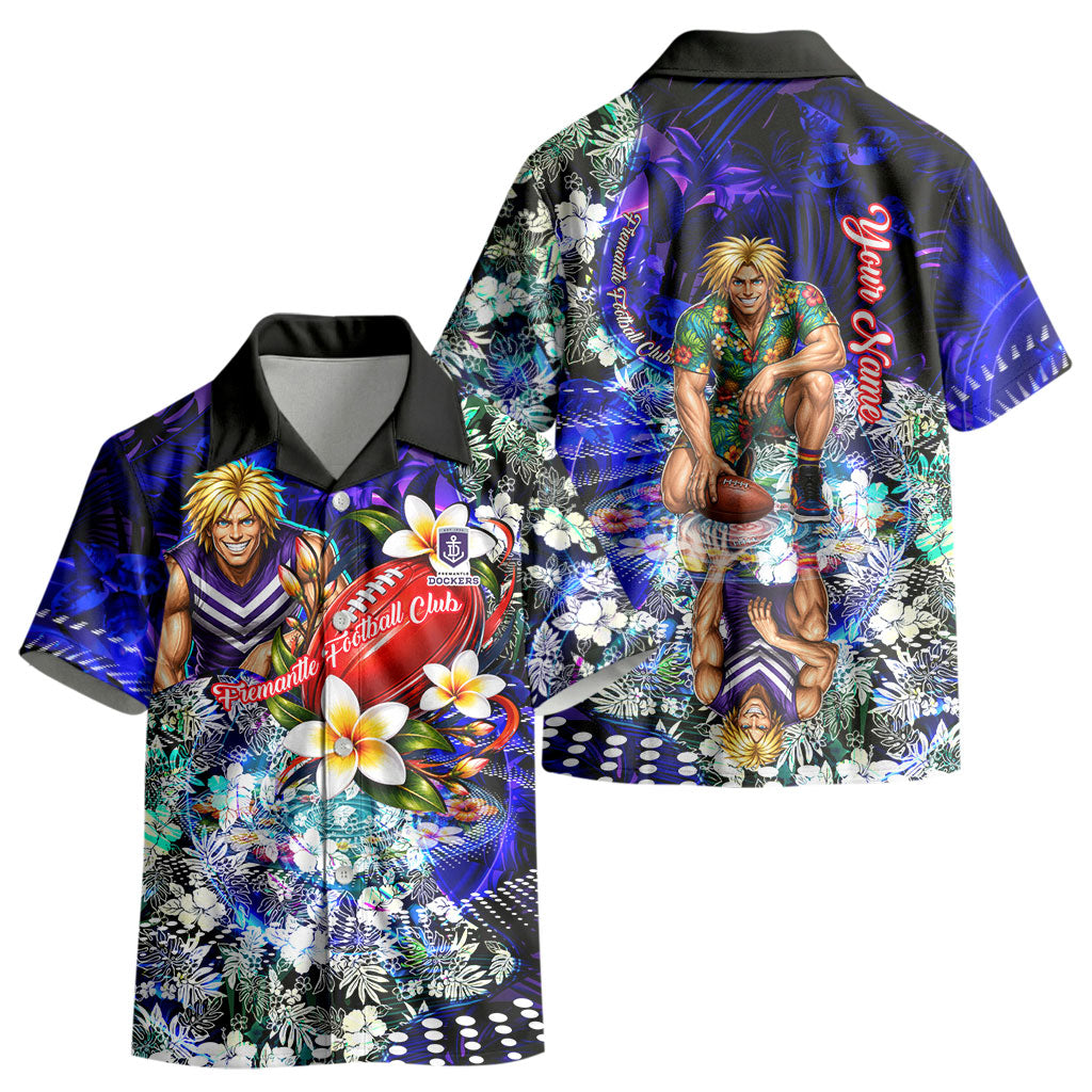 Personalized Fremantle Football Dockers Kid Hawaiian Shirt Tropical Hibiscus Flowers - Pacific Fusion Style