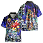 Personalized Fremantle Football Dockers Kid Hawaiian Shirt Tropical Hibiscus Flowers - Pacific Fusion Style