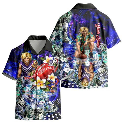 Personalized Fremantle Football Dockers Kid Hawaiian Shirt Tropical Hibiscus Flowers - Pacific Fusion Style