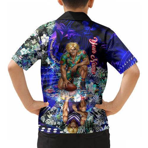 Personalized Fremantle Football Dockers Kid Hawaiian Shirt Tropical Hibiscus Flowers - Pacific Fusion Style