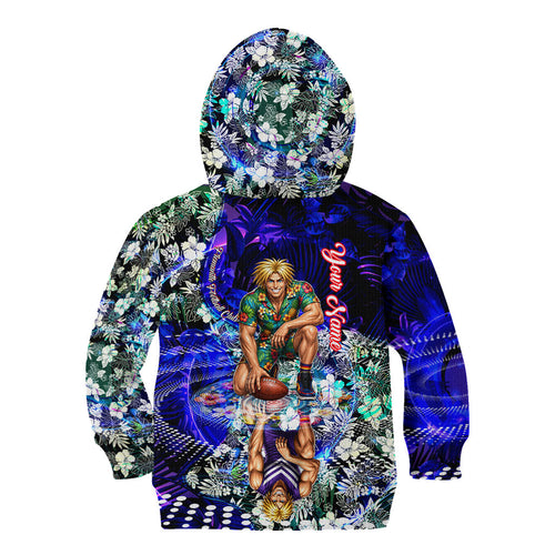 Personalized Fremantle Football Dockers Kid Hoodie Tropical Hibiscus Flowers - Pacific Fusion Style