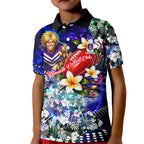 Personalized Fremantle Football Dockers Kid Polo Shirt Tropical Hibiscus Flowers - Pacific Fusion Style