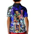 Personalized Fremantle Football Dockers Kid Polo Shirt Tropical Hibiscus Flowers - Pacific Fusion Style