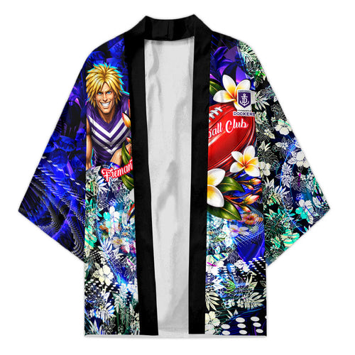 Personalized Fremantle Football Dockers Kimono Tropical Hibiscus Flowers - Pacific Fusion Style