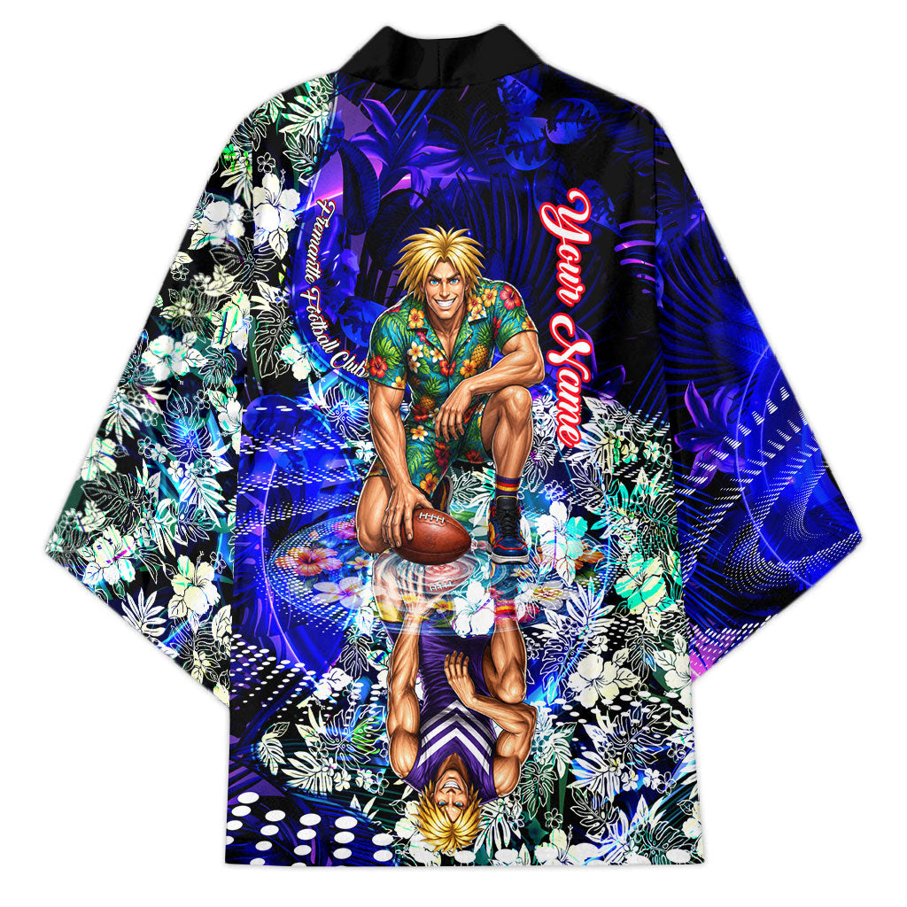 Personalized Fremantle Football Dockers Kimono Tropical Hibiscus Flowers - Pacific Fusion Style
