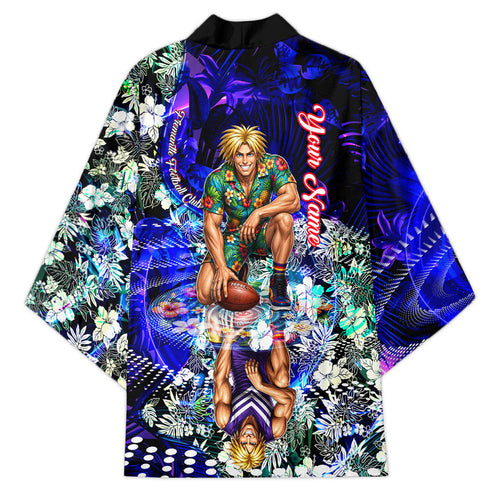 Personalized Fremantle Football Dockers Kimono Tropical Hibiscus Flowers - Pacific Fusion Style