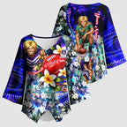 Personalized Fremantle Football Dockers Kimono Sleeve Blouse Tropical Hibiscus Flowers - Pacific Fusion Style