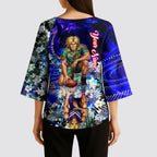 Personalized Fremantle Football Dockers Kimono Sleeve Blouse Tropical Hibiscus Flowers - Pacific Fusion Style