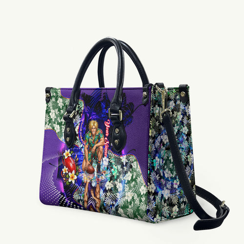 Personalized Fremantle Football Dockers Leather Bag Tropical Hibiscus Flowers - Pacific Fusion Style