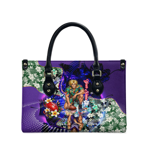 Personalized Fremantle Football Dockers Leather Bag Tropical Hibiscus Flowers - Pacific Fusion Style