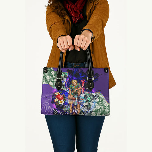 Personalized Fremantle Football Dockers Leather Bag Tropical Hibiscus Flowers - Pacific Fusion Style