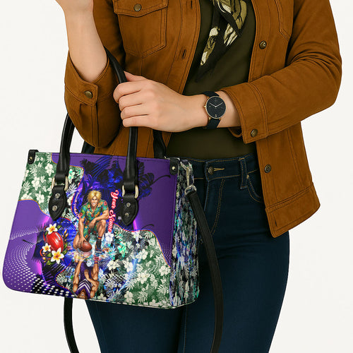 Personalized Fremantle Football Dockers Leather Bag Tropical Hibiscus Flowers - Pacific Fusion Style