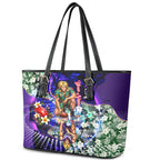 Personalized Fremantle Football Dockers Leather Tote Bag Tropical Hibiscus Flowers - Pacific Fusion Style