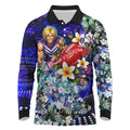 Personalized Fremantle Football Dockers Long Sleeve Polo Shirt Tropical Hibiscus Flowers - Pacific Fusion Style