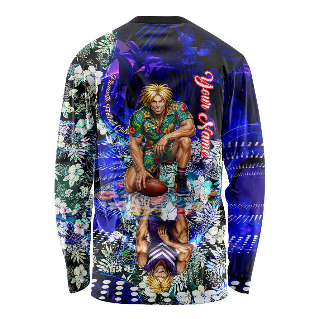 Personalized Fremantle Football Dockers Long Sleeve Shirt Tropical Hibiscus Flowers - Pacific Fusion Style