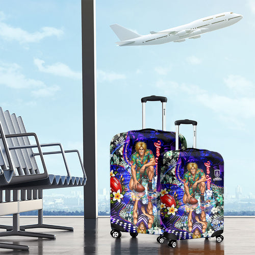 Personalized Fremantle Football Dockers Luggage Cover Tropical Hibiscus Flowers - Pacific Fusion Style