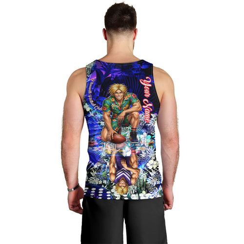 Personalized Fremantle Football Dockers Men Tank Top Tropical Hibiscus Flowers - Pacific Fusion Style