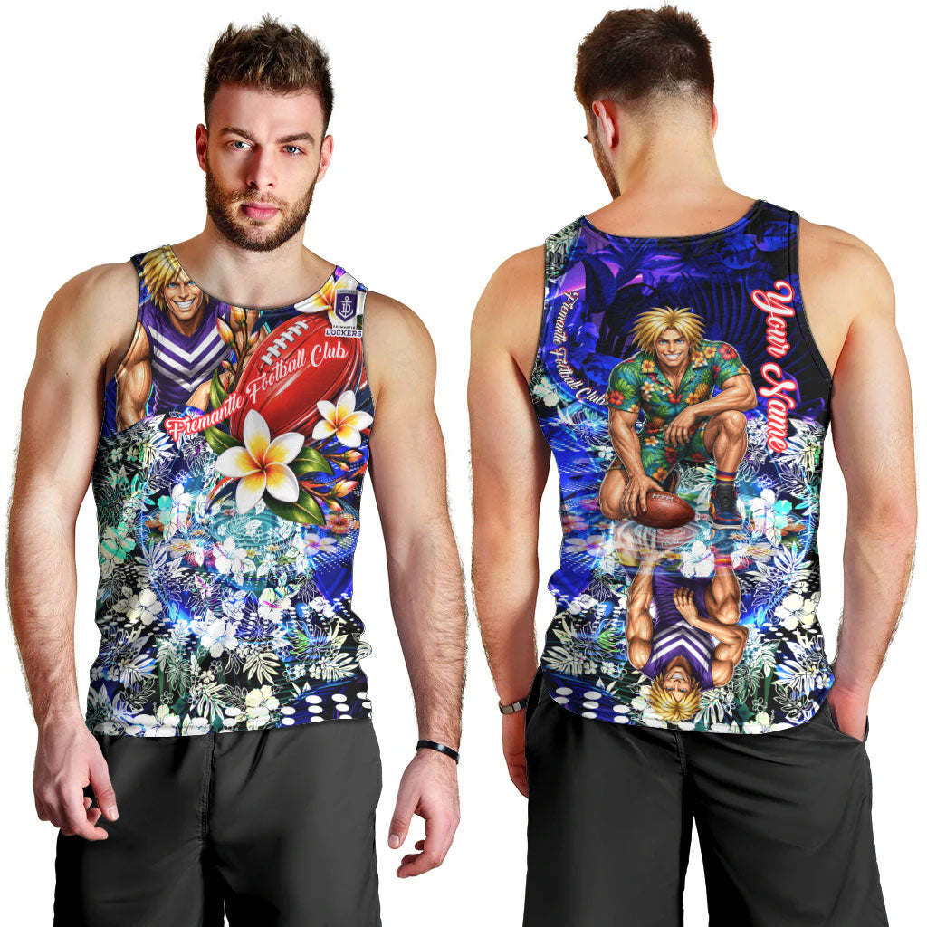 Personalized Fremantle Football Dockers Men Tank Top Tropical Hibiscus Flowers - Pacific Fusion Style