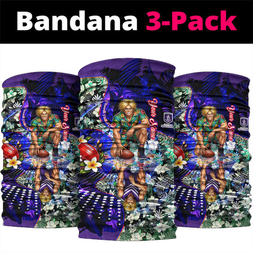 Personalized Fremantle Football Dockers Neck Gaiter Tropical Hibiscus Flowers - Pacific Fusion Style