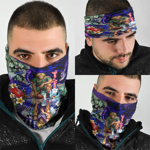 Personalized Fremantle Football Dockers Neck Gaiter Tropical Hibiscus Flowers - Pacific Fusion Style