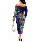 Personalized Fremantle Football Dockers Off The Shoulder Long Sleeve Dress Tropical Hibiscus Flowers - Pacific Fusion Style