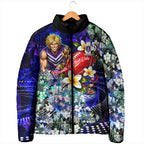 Personalized Fremantle Football Dockers Padded Jacket Tropical Hibiscus Flowers - Pacific Fusion Style