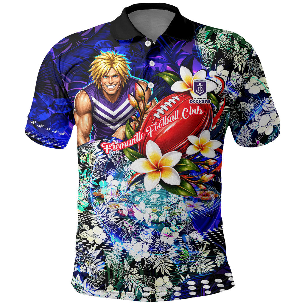 Personalized Fremantle Football Dockers Polo Shirt Tropical Hibiscus Flowers - Pacific Fusion Style
