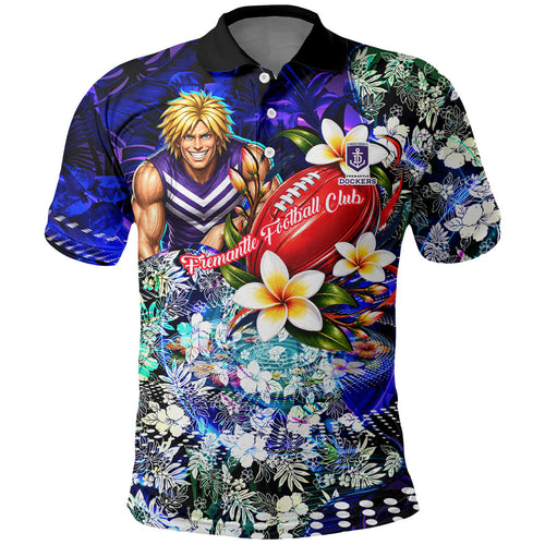 Personalized Fremantle Football Dockers Polo Shirt Tropical Hibiscus Flowers - Pacific Fusion Style