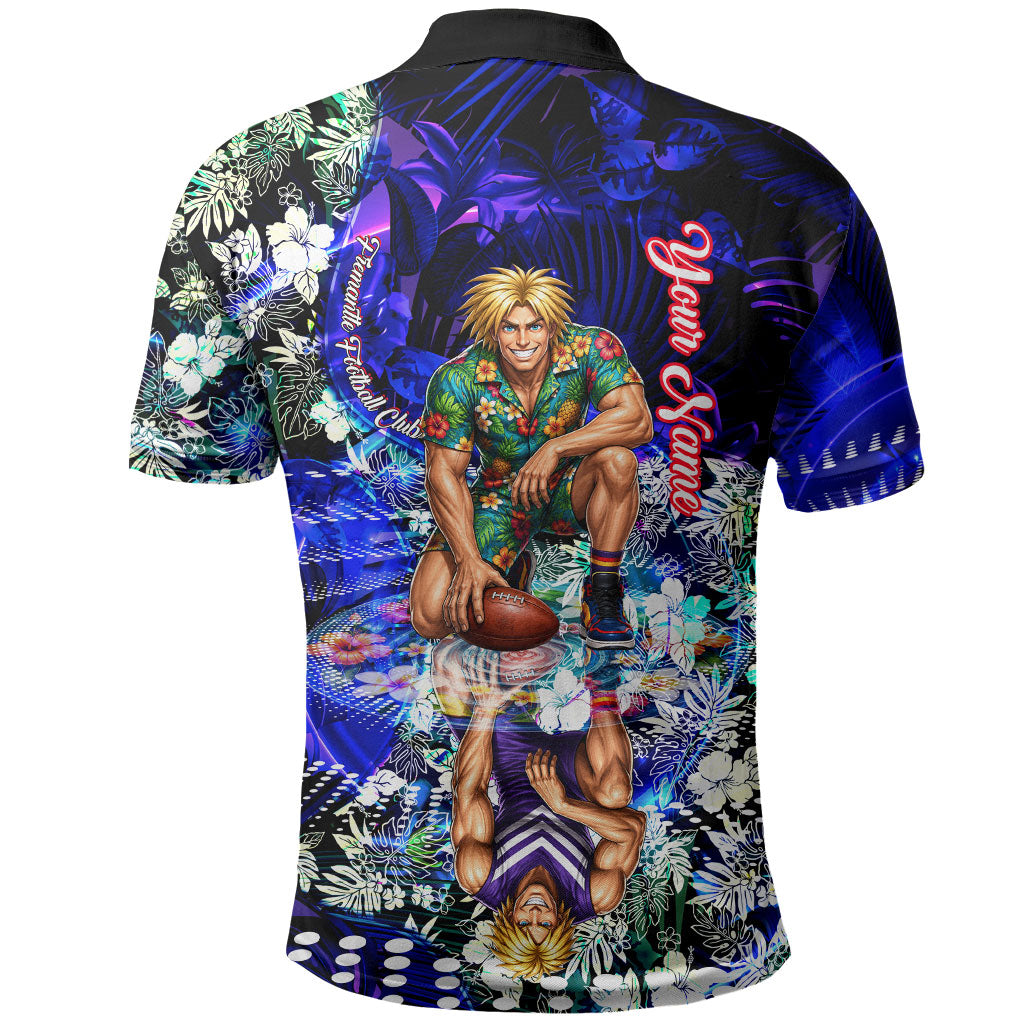 Personalized Fremantle Football Dockers Polo Shirt Tropical Hibiscus Flowers - Pacific Fusion Style