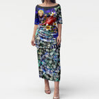 Personalized Fremantle Football Dockers Puletasi Tropical Hibiscus Flowers - Pacific Fusion Style