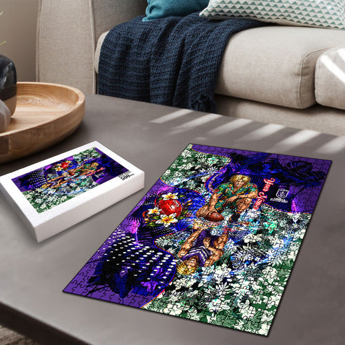 Personalized Fremantle Football Dockers Puzzle Tropical Hibiscus Flowers - Pacific Fusion Style