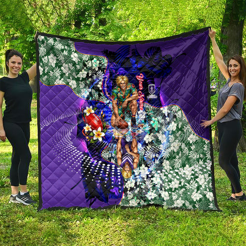 Personalized Fremantle Football Dockers Quilt Tropical Hibiscus Flowers - Pacific Fusion Style