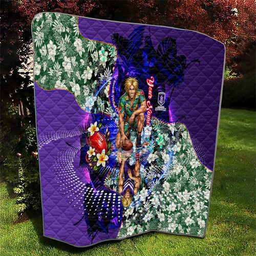 Personalized Fremantle Football Dockers Quilt Tropical Hibiscus Flowers - Pacific Fusion Style