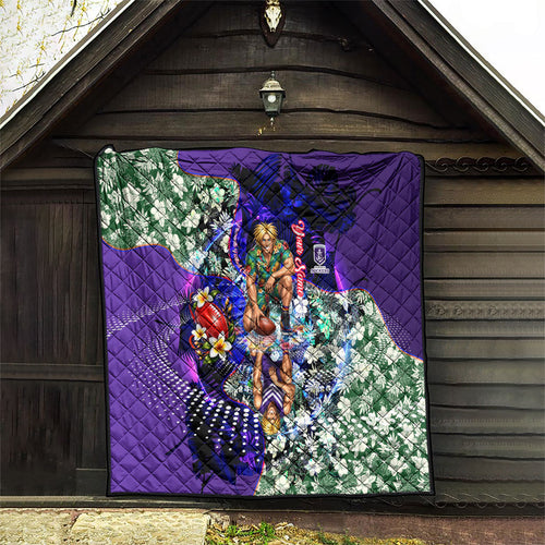 Personalized Fremantle Football Dockers Quilt Tropical Hibiscus Flowers - Pacific Fusion Style