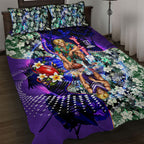 Personalized Fremantle Football Dockers Quilt Bed Set Tropical Hibiscus Flowers - Pacific Fusion Style