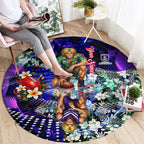 Personalized Fremantle Football Dockers Round Carpet Tropical Hibiscus Flowers - Pacific Fusion Style