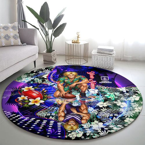 Personalized Fremantle Football Dockers Round Carpet Tropical Hibiscus Flowers - Pacific Fusion Style