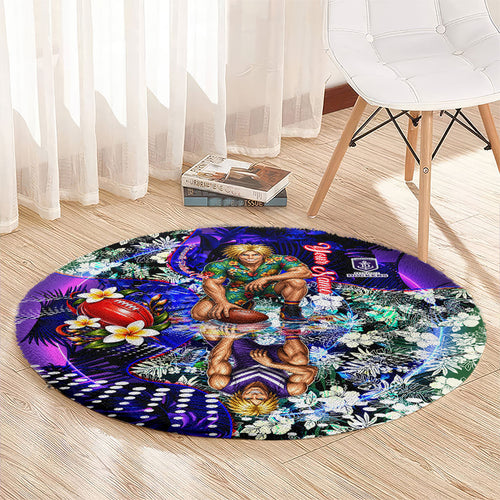 Personalized Fremantle Football Dockers Round Carpet Tropical Hibiscus Flowers - Pacific Fusion Style