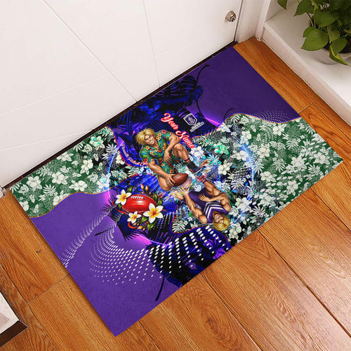 Personalized Fremantle Football Dockers Rubber Doormat Tropical Hibiscus Flowers - Pacific Fusion Style