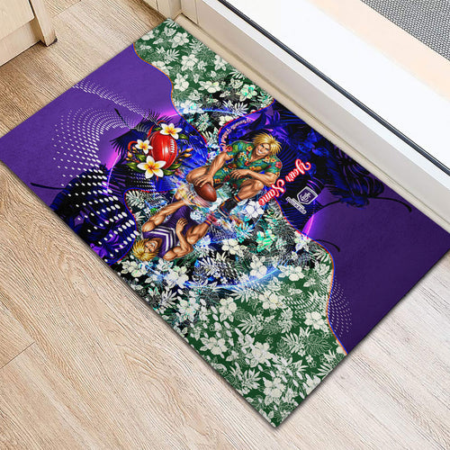 Personalized Fremantle Football Dockers Rubber Doormat Tropical Hibiscus Flowers - Pacific Fusion Style