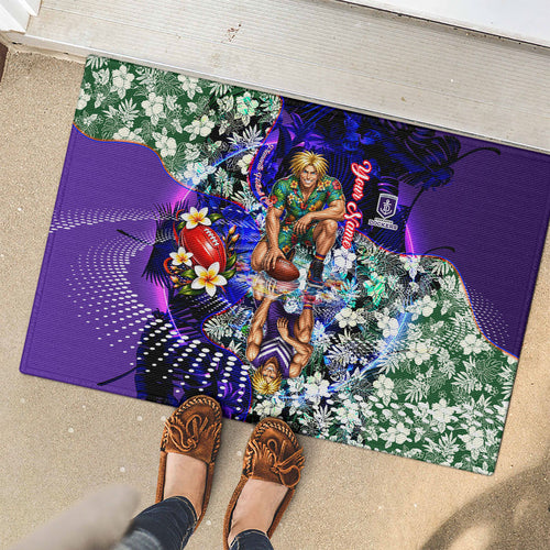 Personalized Fremantle Football Dockers Rubber Doormat Tropical Hibiscus Flowers - Pacific Fusion Style