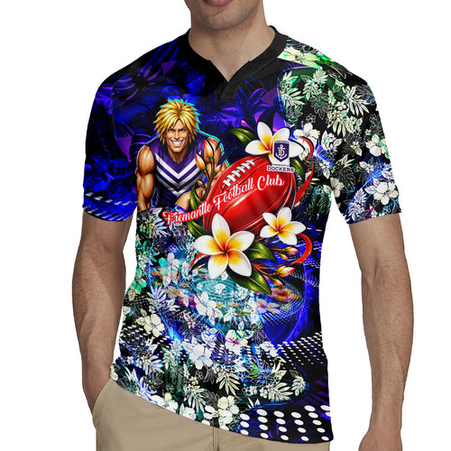 Personalized Fremantle Football Dockers Rugby Jersey Tropical Hibiscus Flowers - Pacific Fusion Style