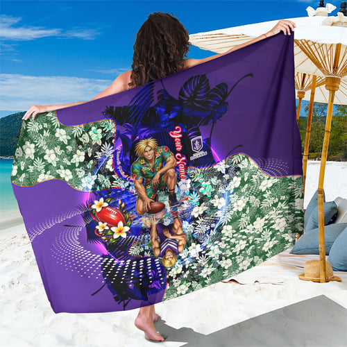 Personalized Fremantle Football Dockers Sarong Tropical Hibiscus Flowers - Pacific Fusion Style