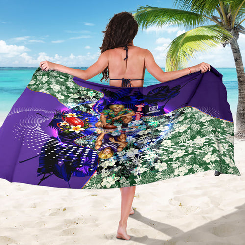 Personalized Fremantle Football Dockers Sarong Tropical Hibiscus Flowers - Pacific Fusion Style