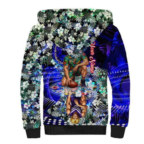 Personalized Fremantle Football Dockers Sherpa Hoodie Tropical Hibiscus Flowers - Pacific Fusion Style